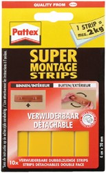 Supermontagestrip Pattex 2kg verwijderbaar 10stuks