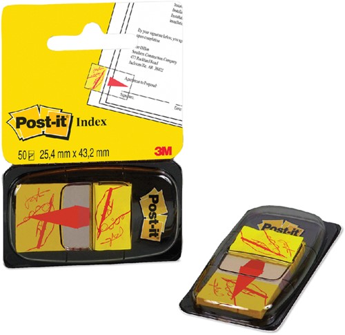 Indextabs 3M Post-it 68031 25,4x43.2mm  hier ondertekenen geel""-3