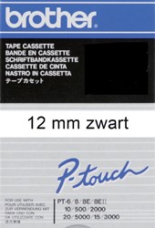 Labeltape Brother P-touch TC-201 12mm zwart op wit