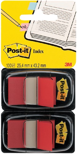 Indextabs 3M Post-it 680 25.4x43.2mm duopack rood