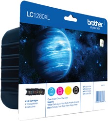 Inktcartridge Brother LC-1280XLVALBP zwart + 3 kleuren HC