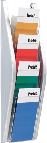 Folderhouder Helit wand 4x 1/3 A4 zilver