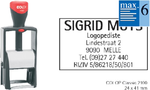Tekststempel Colop 2100 personaliseerbaar 6regels 41x24mm