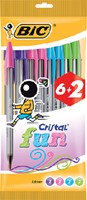 Balpen Bic Cristal Fun large assorti blister à 6+2 gratis