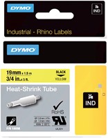 Labeltape Dymo Rhino 18058 krimpkous 19mmx1.5m zwart op gl