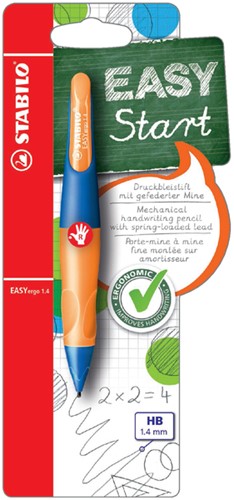Vulpotlood STABILO Easyergo 1.4mm rechtshandig blauw/neon oranje blister