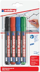 Viltstift edding 360 whiteboard rond assorti 3mm blister à 4