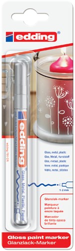Viltstift edding 751 lakmarker rond 1-2mm zilver  blister à 1 stuk