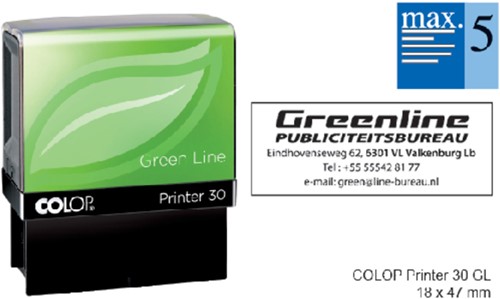 Tekststempel Colop 30 green line personaliseerbaar 5regels 47x18mm