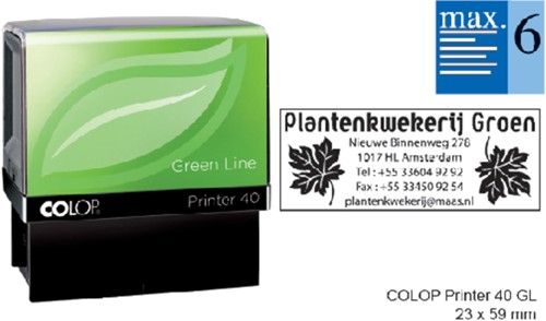 Tekststempel Colop 40 green line personaliseerbaar 6regels 59x23mm