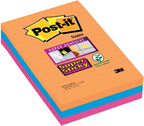 Memoblok 3M Post-it 4690 Super Sticky 101x152mm lijn Bangkok