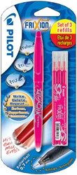 Rollerpen PILOT friXion medium roze blister à 1 stuk + 3 vullingen