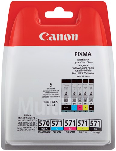 Inktcartridge Canon PGI-570 + CLI-571 2x zwart + 3 kleuren