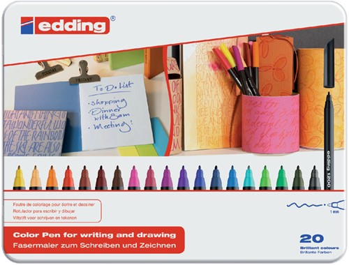 Fineliner edding 1200 assorti 0.5-1mm blik à 20 stuks