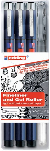 Viltstift edding 1800/2185/4S Tangle assorti etui à 4st