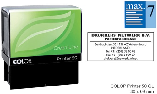 Tekststempel Colop 50 green line personaliseerbaar 7regels 69x30mm
