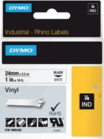 Labeltape Dymo Rhino 18054 vinyl 24mmx5.5m zwart op wit