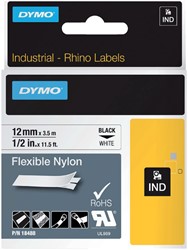 Labeltape Dymo Rhino 18488 nylon 12mmx3.5m zwart op wit