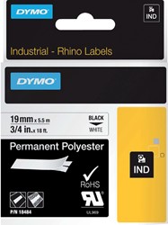 Labeltape Dymo Rhino 18484 polyester 19mmx5.5m zwart op wt
