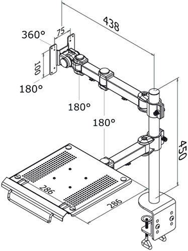 Laptoparm Neomounts D960 10-27 met klem zwart"-2