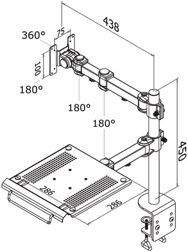 Laptoparm Neomounts D960 10-27 met klem zwart"-3