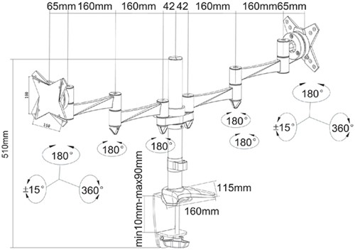 Monitorarm Neomounts D1330D 2x10-27 zilvergrijs"-2