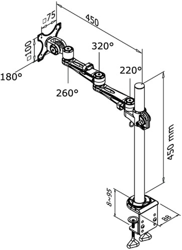 Monitorarm Neomounts D935 10-30 met klem zilvergrijs"-2