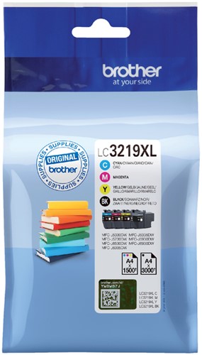 Inktcartridge Brother LC-3219XL zwart + 3 kleuren HC