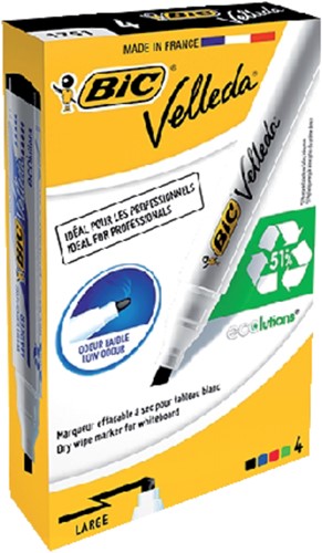 Viltstift Bic 1751 whiteboard schuin ass 3.7-5.5mm set à 4st