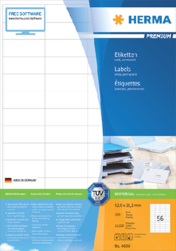 Etiket HERMA 4609 52.5x21.2mm premium wit 11200stuks