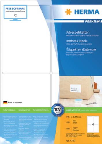Etiket HERMA 4250 99.1x139mm premium wit 400stuks