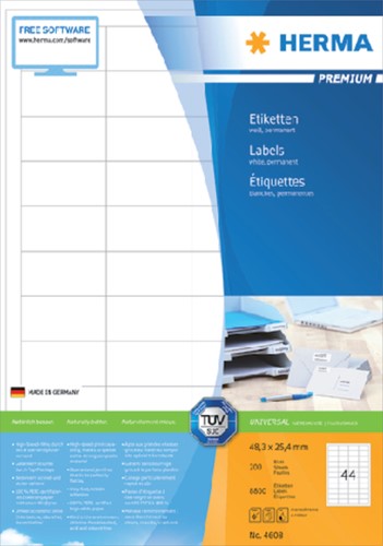 Etiket HERMA 4608 48.3x25.4mm premium wit 8800stuks