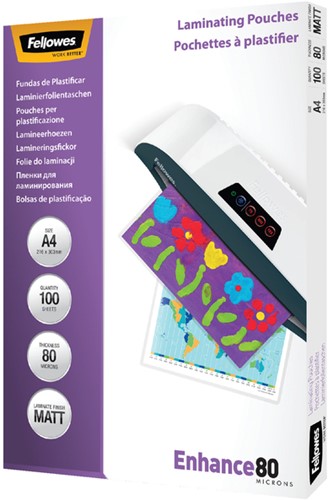 Lamineerhoes Fellowes A4 2x80micron mat 100 stuks