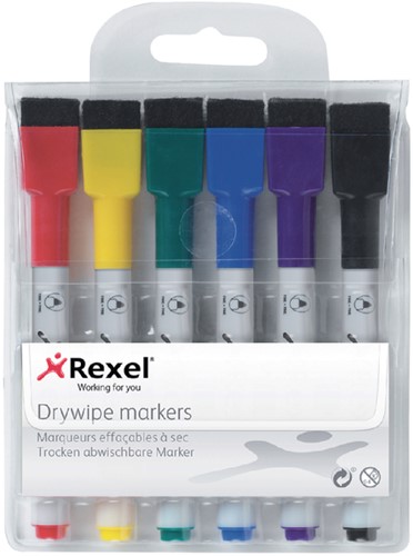 whiteboardmarker Rexel mini assorti 6 stuks