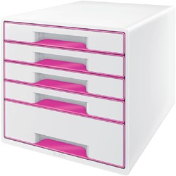 Ladenblok Leitz WOW 5 laden wit/roze