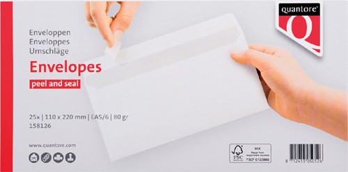 Envelop Quantore bank EA5/6 110x220mm zelfklevend wit 25 stuks-3