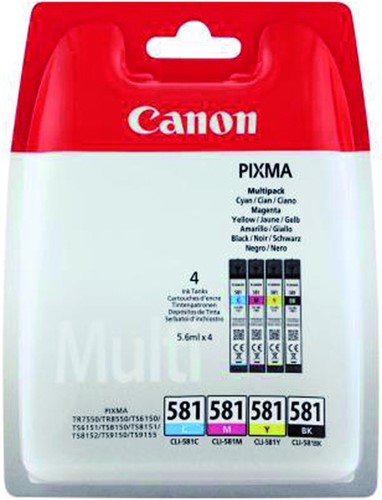 Inktcartridge Canon CLI-581 zwart + 3 kleuren