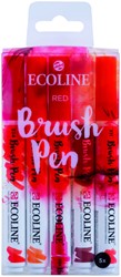 Brushpen Talens Ecoline set-rood blister à 5 stuks ass