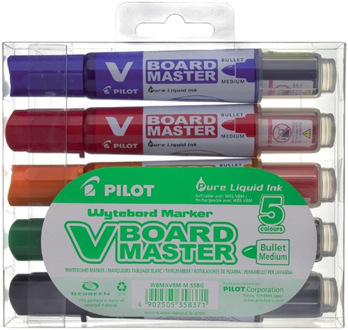 Whiteboardmarker PILOT Begreen rond medium assorti etui à 5 stuks