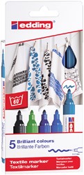 Viltstift edding 4500 textiel rond 2-3mm koel assorti blister a1 5 stuks
