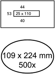 Envelop Quantore 109x224mm midden venster 25x110mm 500 stuks