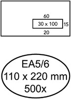 Envelop Hermes EA5/6 110x220mm venster 3x10rechts zelfkl 500