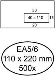 Envelop Hermes EA5/6 110x220mm venster 4x11rechts zelfklevend 500 stuks