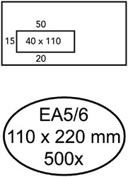 Envelop Quantore 110x220mm venster 4x11cm links zelfkl 500st