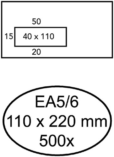 Envelop Quantore 110x220mm venster 4x11cm links zelfklevend 500 stuks
