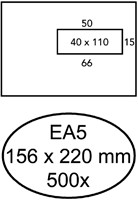 Envelop Hermes EA5 156x220mm venster 4x11 rechts zelfklevend 500 stuks