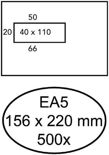 Envelop Hermes EA5 156x220mm venster 4X11links 500 stuks