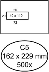 Envelop Hermes C5 162x229mm venster 4x11links 500stuks