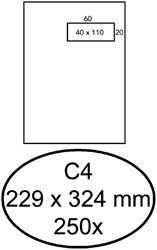 Envelop Quantore C4 229x324mm venster 4x11cm rechts zelfkl 250st