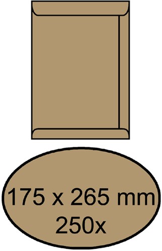 Envelop akte IEZZY 175x265mm zelfklevend 90gr bruin 250stuks